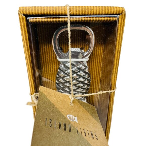 Island Living Bottle Opener Metal Silver Pineapple Drink Cocktail - Picture 3 of 3